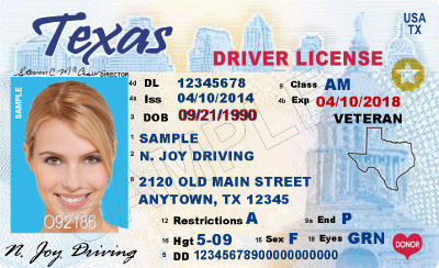 what size font is used on drivers license